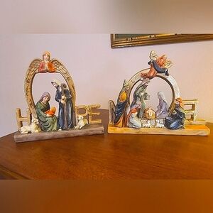 Nativity Figurines -"Noel" and "Hope" Set of Christmas Mantel/Table Decorations